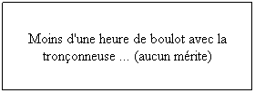 Zone de Texte: Moins d'une heure de boulot avec la trononneuse ... (aucun mrite)

